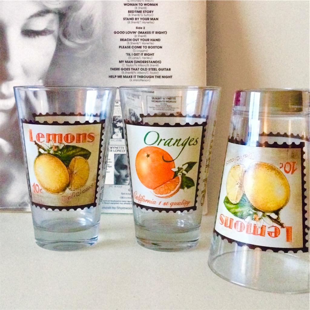 Set van 3 Vintage Oranje Sap Longdrink Glazen Cerve Italy, Ophalen of Verzenden, Nieuw