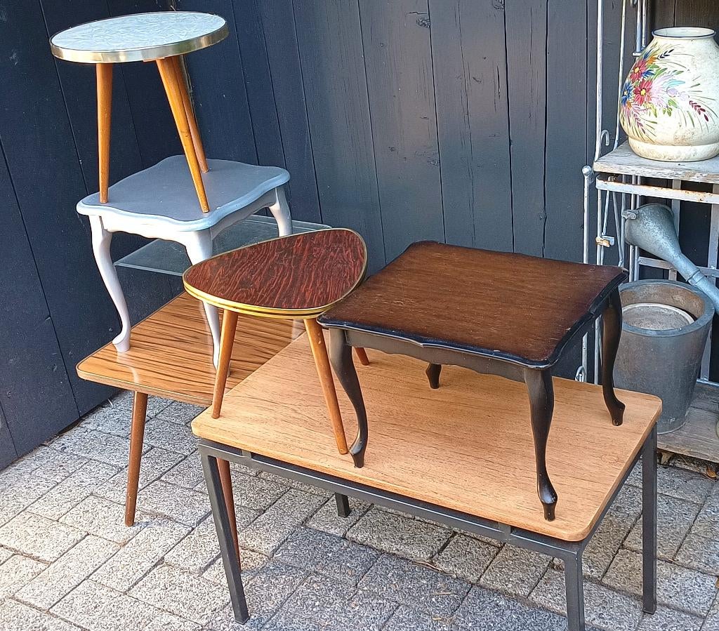 vintage tafeltjes - sixties design - brocante  - Queen Anne, Overige materialen, Minder dan 55 cm, Gebruikt, Vintage - design - Pastoe -  brocante - klassiek -Queen Anne