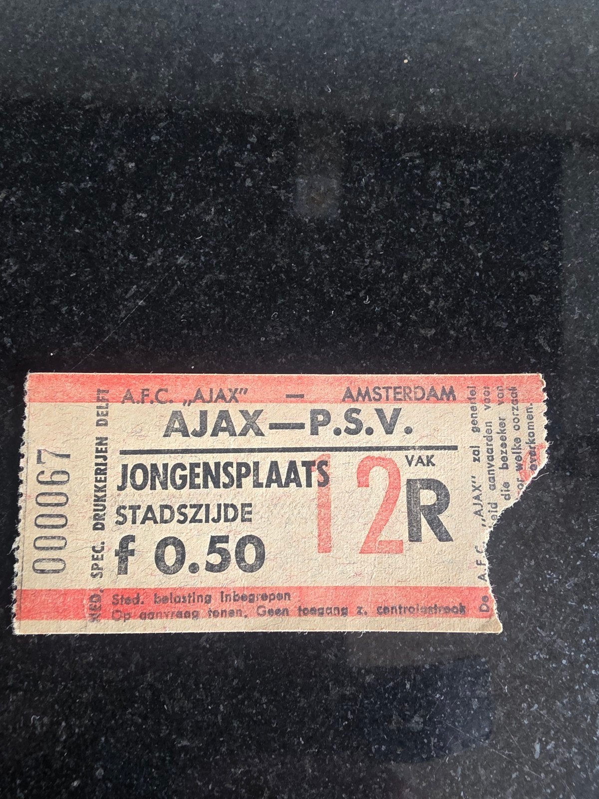 Kaartje Ajax PSV Jongensplaats 1970?, Ophalen of Verzenden, Gebruikt, Ajax, Overige typen