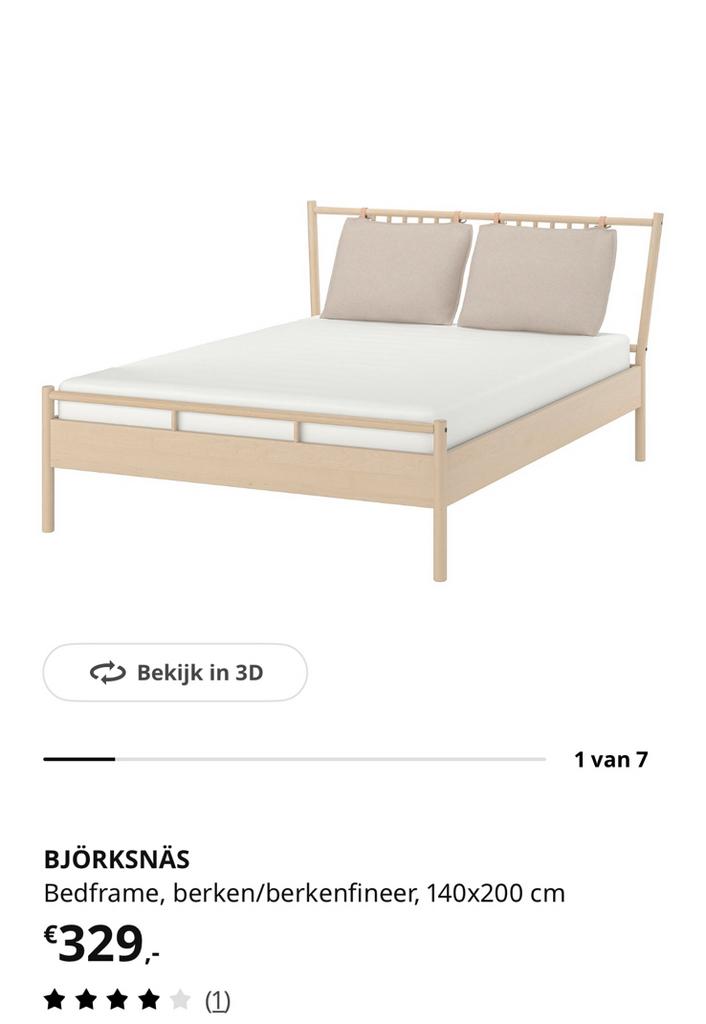 Mooi IKEA BJÖRKSNÄS bed (140x200 cm) incl. lattenbodem, Huis en Inrichting, Slaapkamer | Bedden, Ophalen, Verstelbaar, Overige kleuren