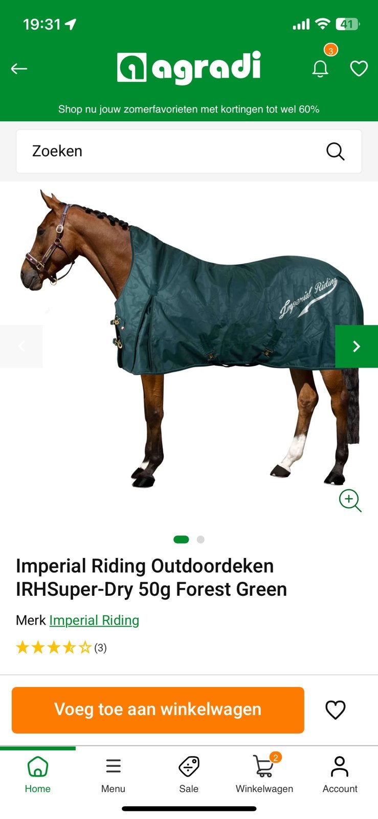 Imperial riding dekens watersicht 50 en 100 gram regendekens, Ophalen of Verzenden, Zo goed als nieuw, Regendeken
