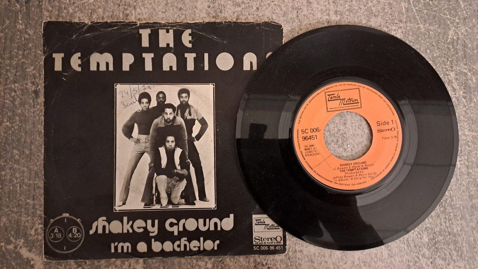 The temptations  - shakey ground, Gebruikt, 7 inch, Single, Pop