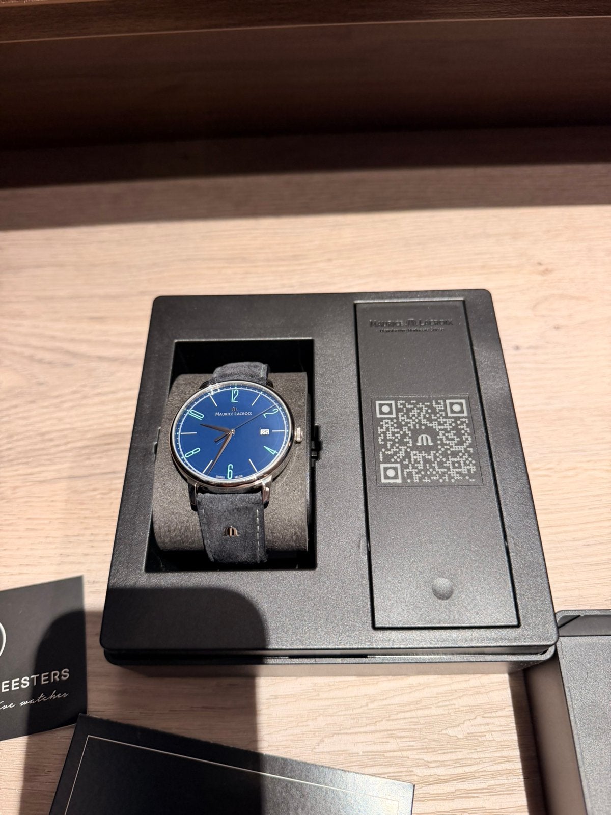 Maurice Lacroix Eliros 40 mm Limited edition blauw, Sieraden, Tassen en Uiterlijk, Ophalen of Verzenden, Zo goed als nieuw, Leer