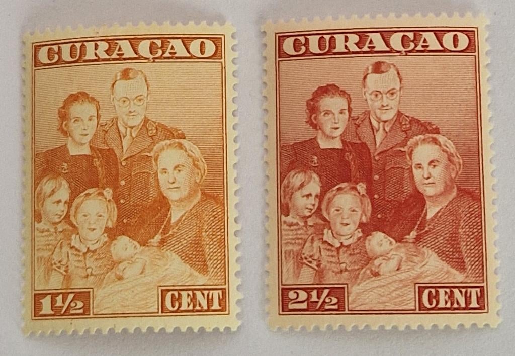 Curaçao 1943 - nvph 164-165 - Geboorte  prinses Margriet, Ophalen of Verzenden, Postfris