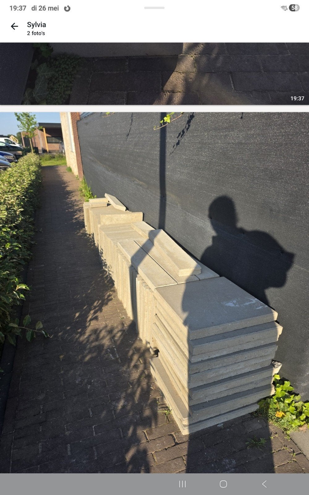 GERESERVEERD t/m Zaterdag GRATIS    16m² 50x50 betontegels, Ophalen of Verzenden, Gebruikt, Beton, Terrastegels