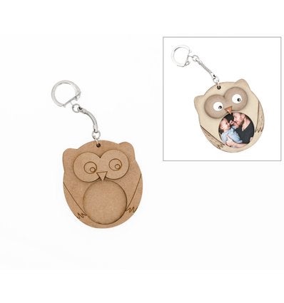 MDF sleutelhanger uil 6,3 x 7 cm dikte 9 mm, ., Dieren, Nieuw, Ophalen of Verzenden
