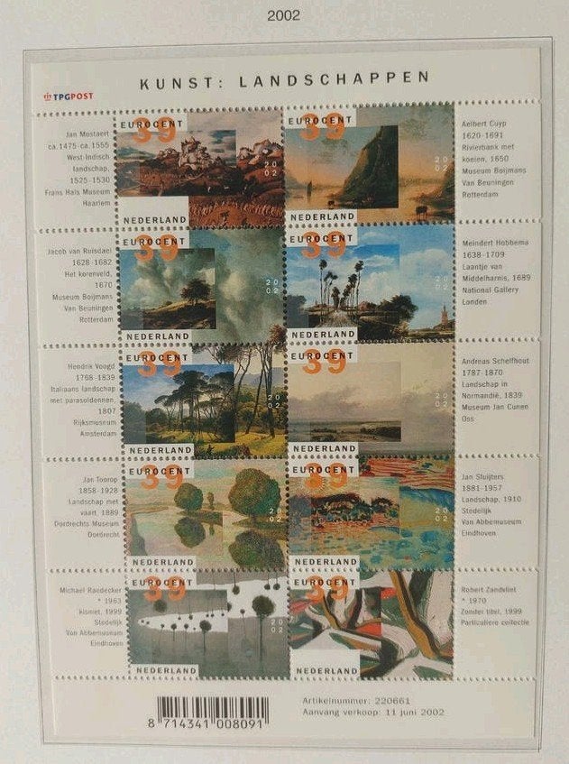 TPGPOST Kunst: Landschappen Postzegelvel 2002, Ophalen of Verzenden, Na 1940, Postfris