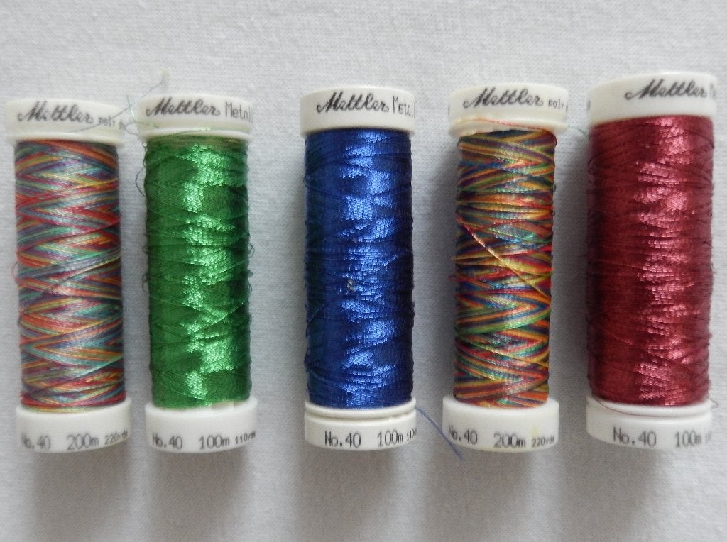 5 klosjes Mettler metallic garen ZGAN, Ophalen of Verzenden, Zo goed als nieuw, Garen of Naald(en)