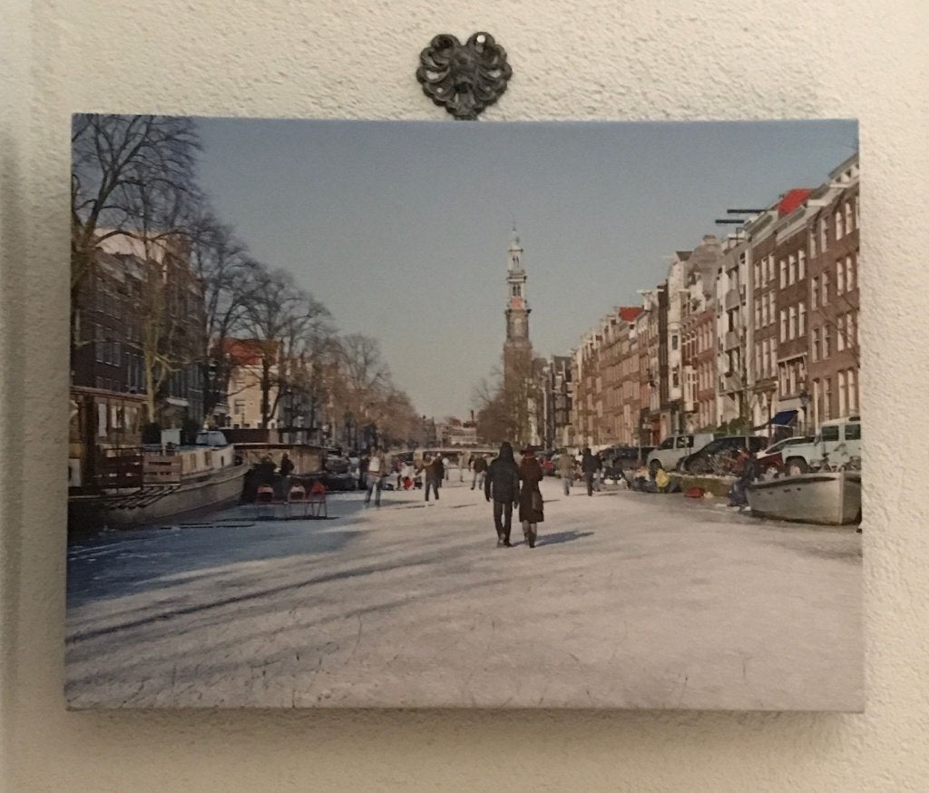 heel mooie print  met Amsterdans winter tafereel, Ophalen of Verzenden, Gebruikt, Print, Minder dan 50 cm