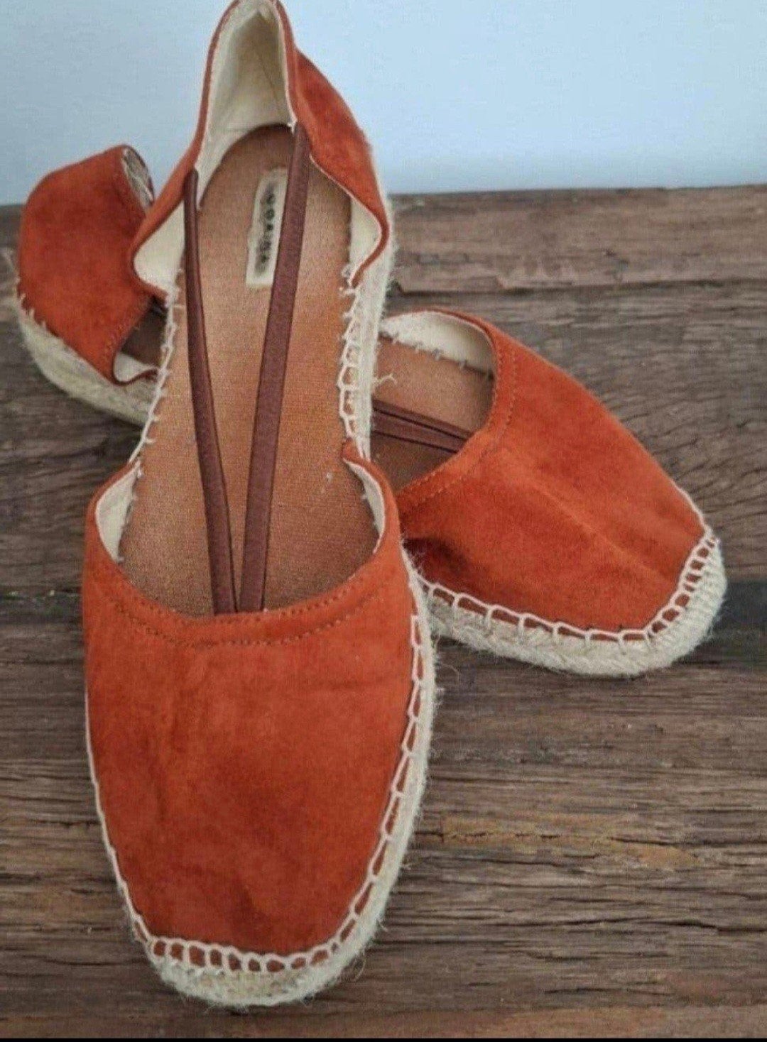 suède espadrilles roestkleur, Ophalen, Zo goed als nieuw, Espadrilles of Moccasins