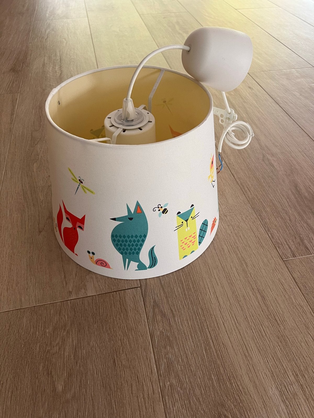 Leuke kinderlamp met dierenprint, Hanglamp, Gebruikt, Wit, Rond