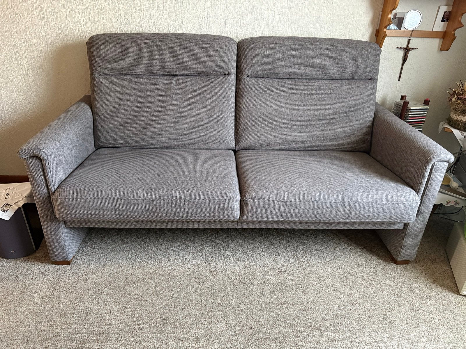 Comfortabele tweepersoonsbank, grijs stof, Ophalen, 150 tot 200 cm, Tweepersoons, 75 tot 100 cm