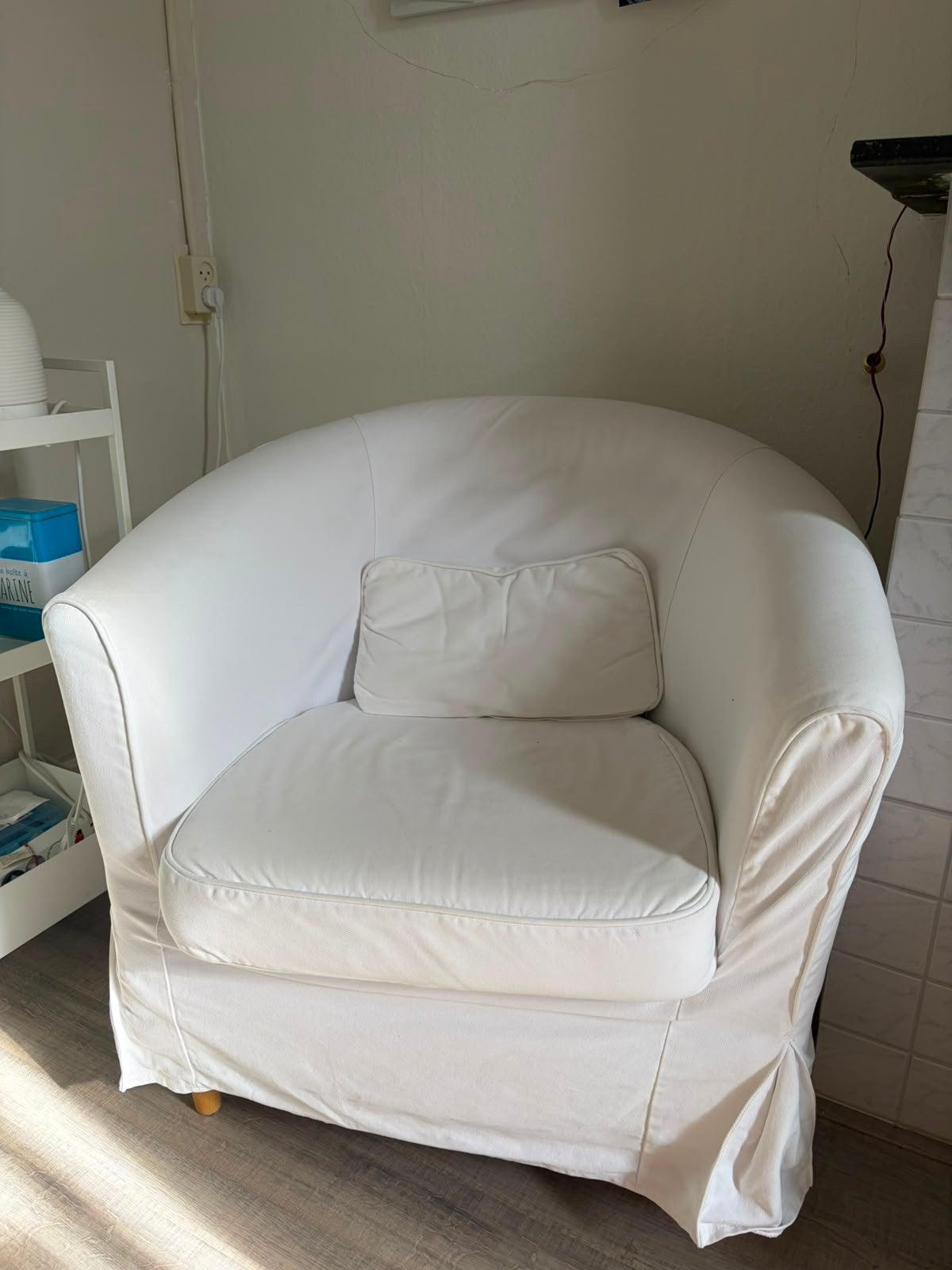 Ikea Tullsta stoeltje wit met wasbare losse hoes, Ophalen, Gebruikt, Eenpersoons, Minder dan 75 cm