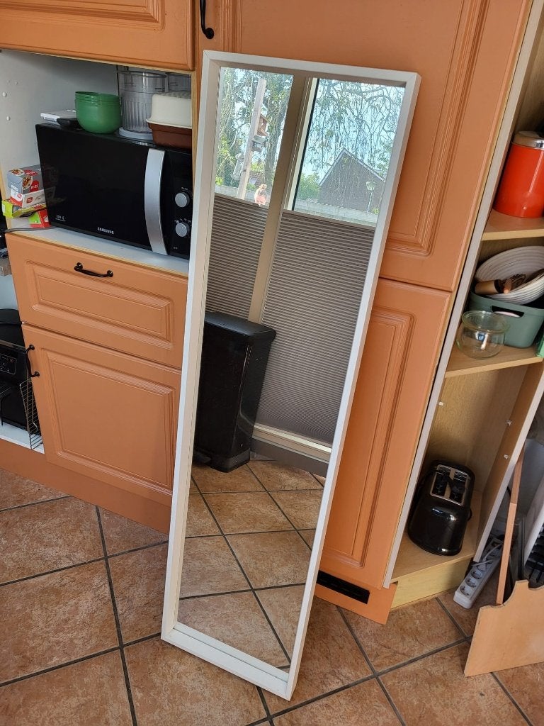 IKEA NISSEDAL spiegel – wit (40 x 150 cm), Huis en Inrichting, Ophalen, Minder dan 50 cm, 100 tot 150 cm, Zo goed als nieuw