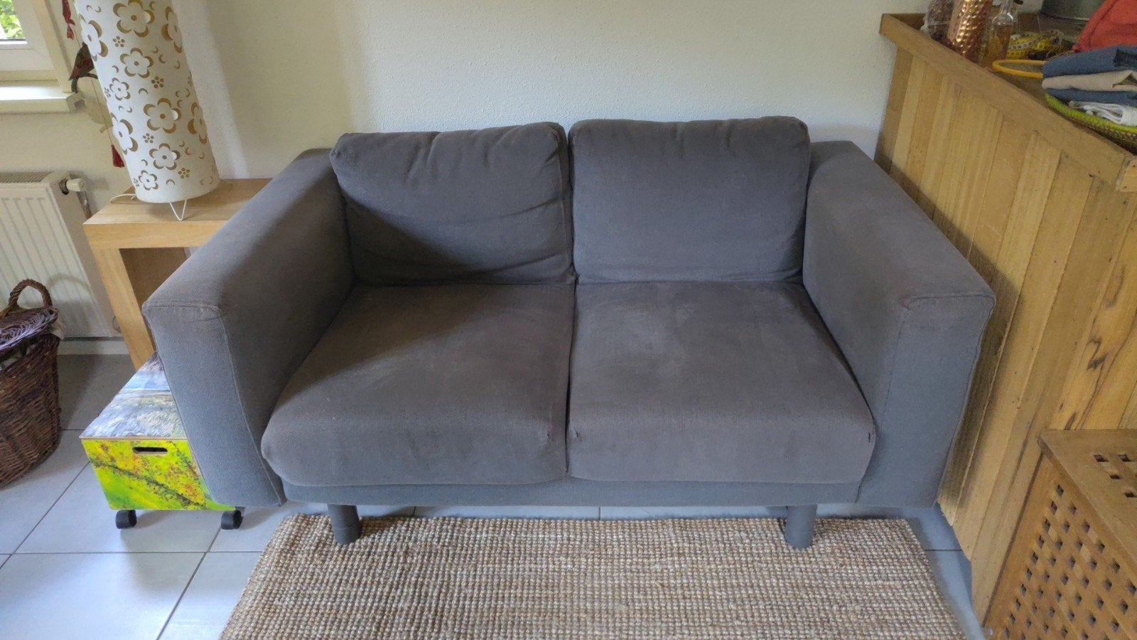 tweezitter grijs/aubergine, Ophalen, Gebruikt, 150 tot 200 cm, Tweepersoons