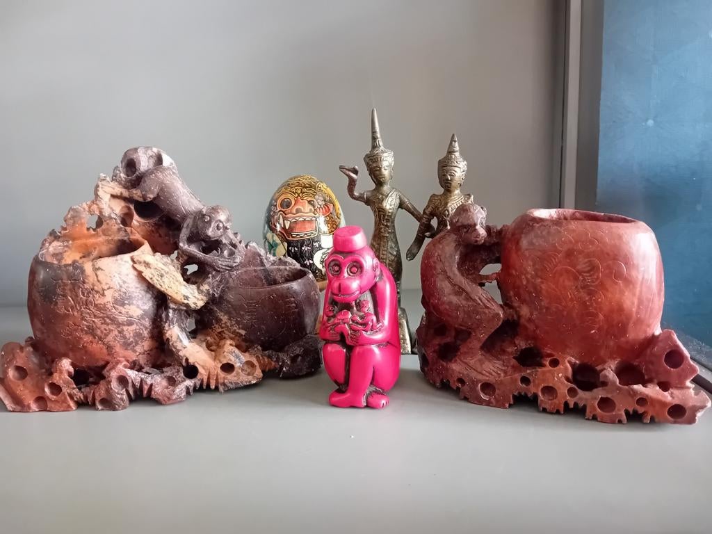 Oosterse Decoratie: Chinese en Indonesische speksteen, Antiek en Kunst, Ophalen of Verzenden