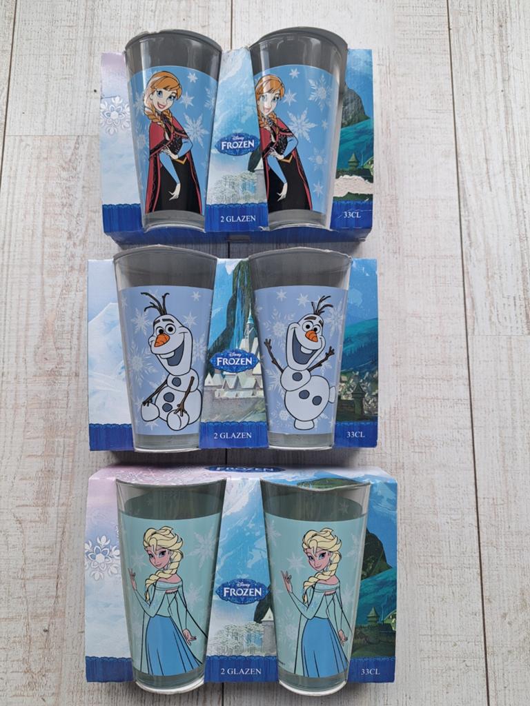 Frozen Anna Olaf Elza drinkglazen 2 stuks 33cl -NIEUW, Ophalen of Verzenden, Nieuw, Glas, Overige stijlen