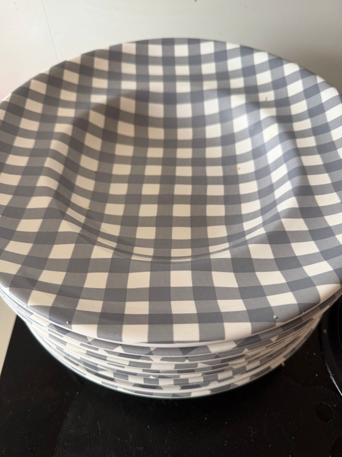 Set van  9At Home Marieke' borden - grijs geruit, Ophalen, Gebruikt, Overige merken, Keramiek