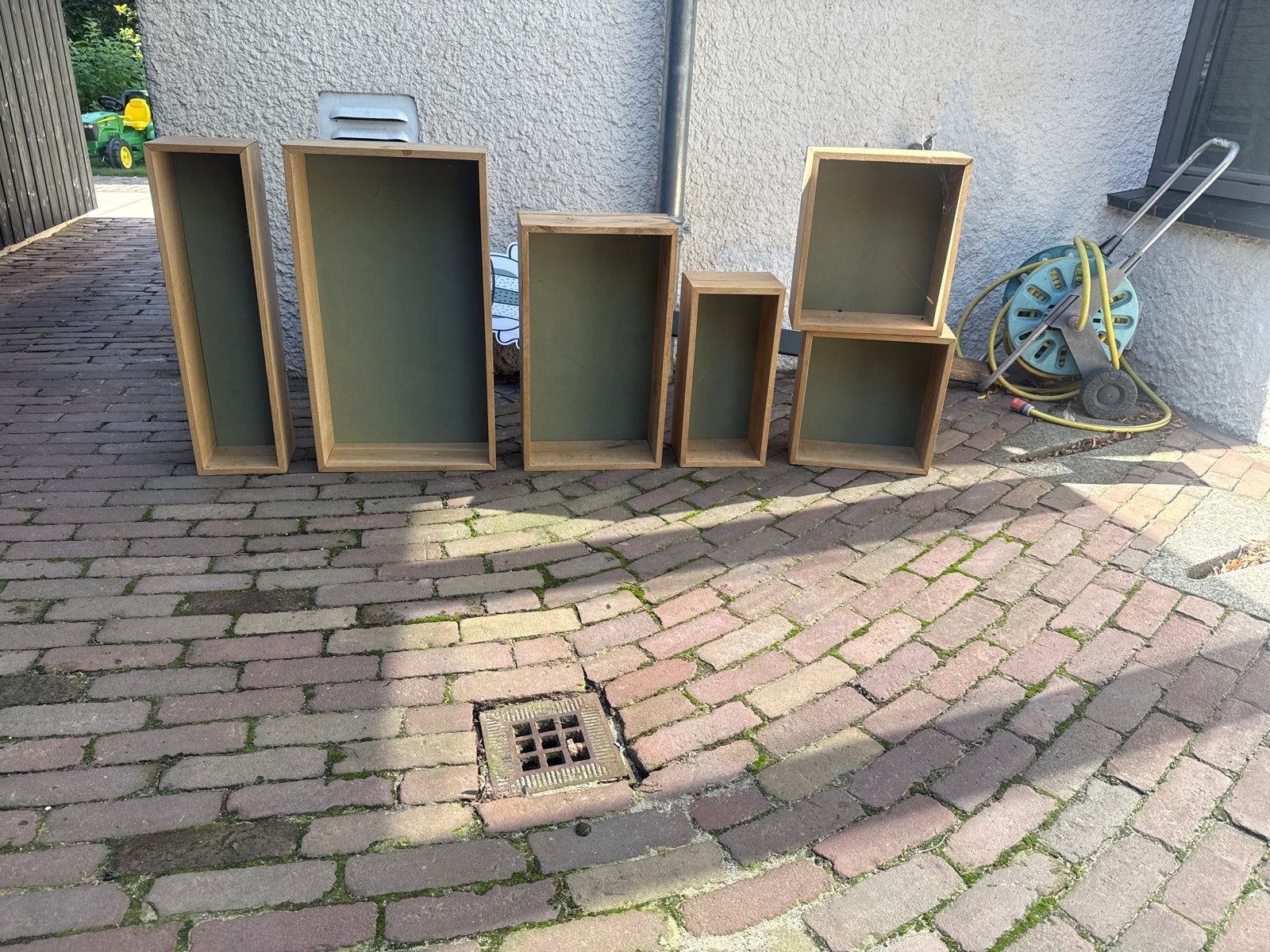 Set van 6 houten wandplanken/opbergboxen, Ophalen, Gebruikt