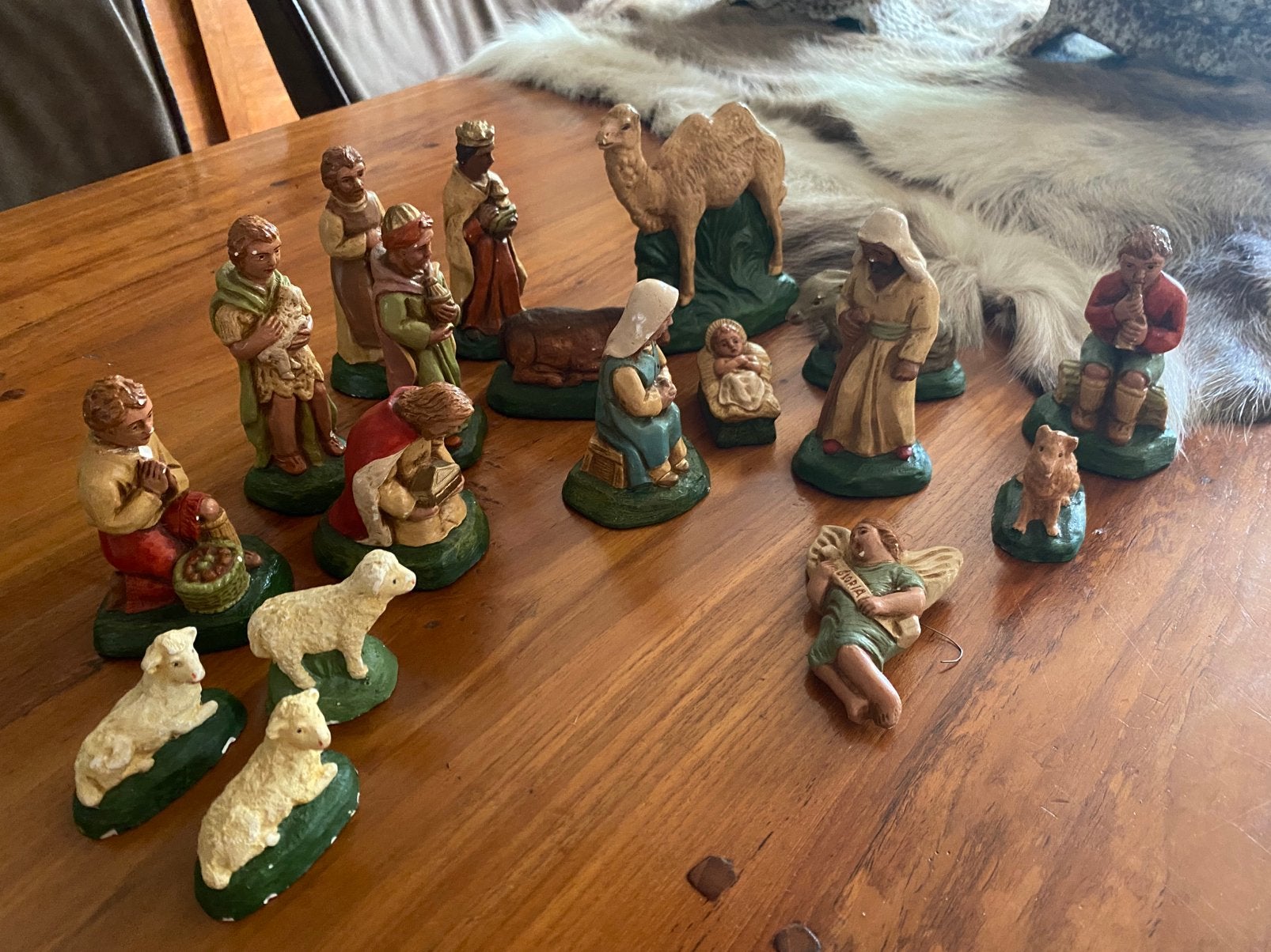 Oude gipsen kerststal figuren, Verzamelen, Ophalen of Verzenden, Zo goed als nieuw