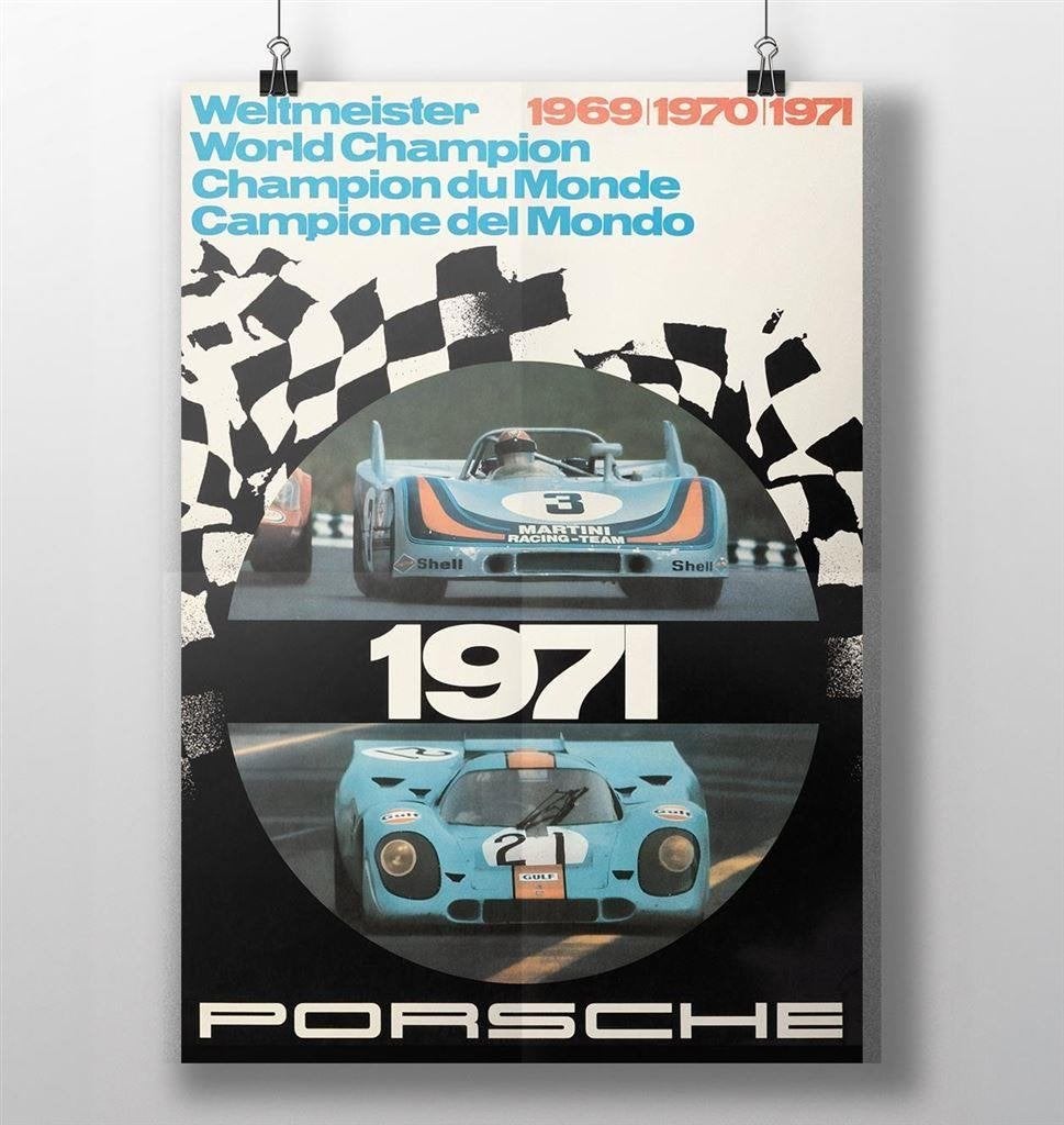 PORSCHE Racing Team Auto Vintage Formule 1 Poster, Verzamelen, Verzenden, Nieuw, Auto's