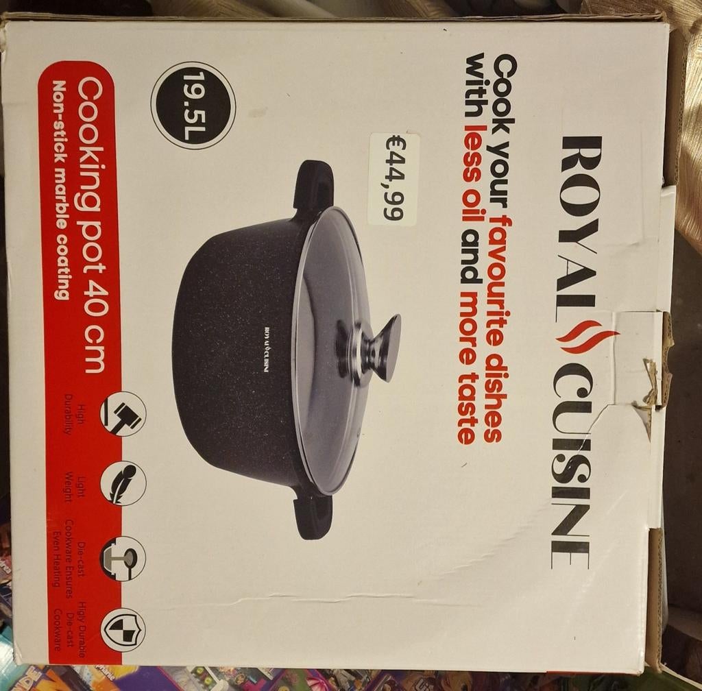 Royal Cuisine Kookpan 40 cm - Marmeren Antiaanbaklaag, Ophalen, Nieuw, Aluminium, Kookpan of Snelkookpan