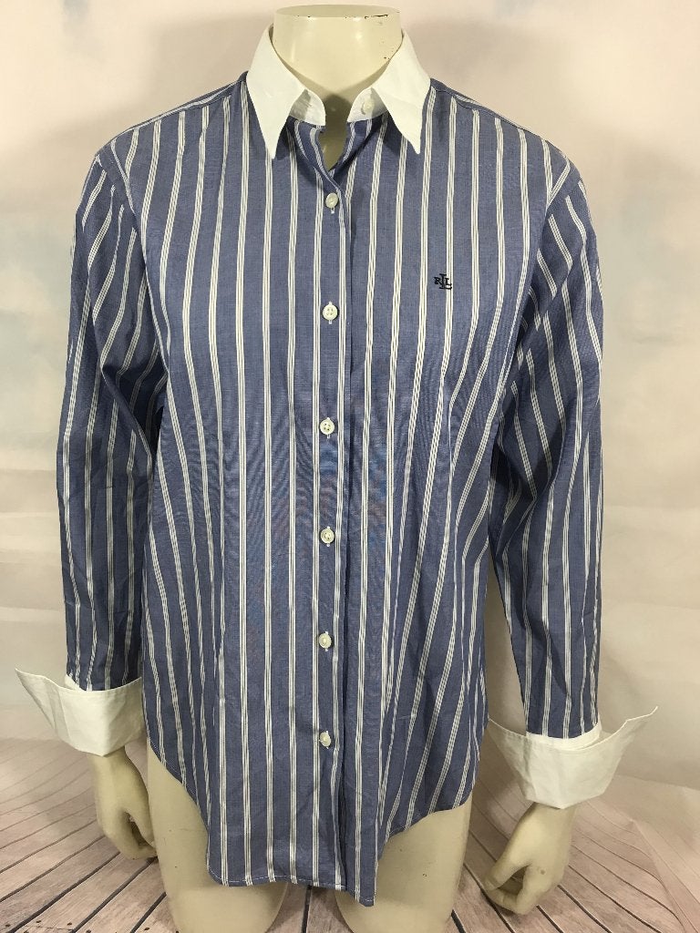 Ralph Lauren, Lauren  gestreepte blouse maat 4/34 (3C8), Tweedehands verkoop, Tweedehands verkoop, Blauw, Ophalen of Verzenden