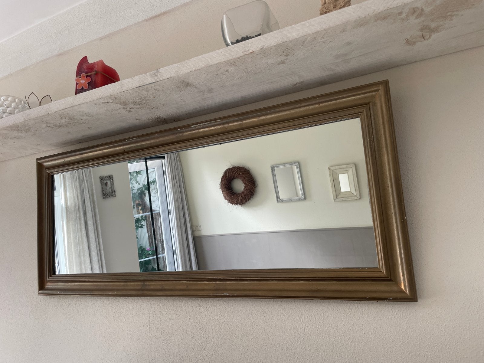 Gouden spiegel 100x40 cm, Ophalen, Gebruikt, 75 tot 100 cm, Minder dan 100 cm