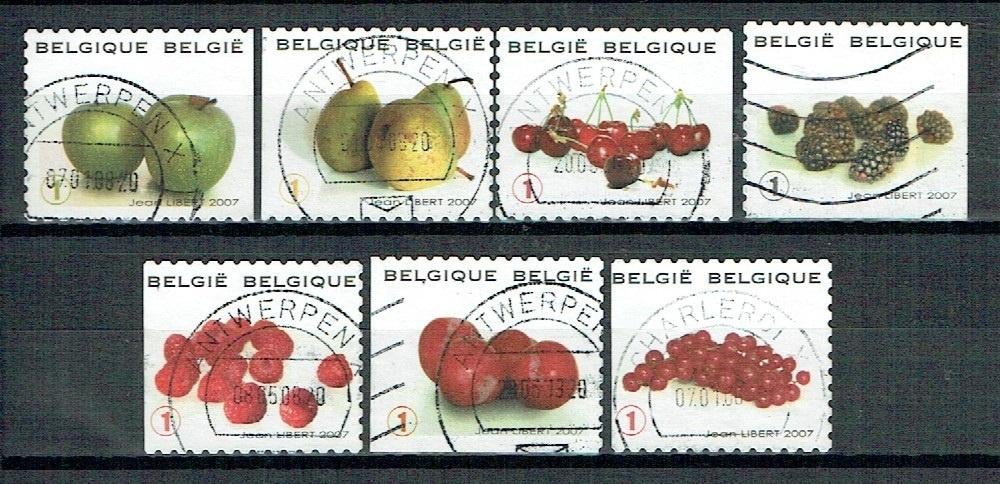 Belgie 2007 Vruchten appel peer kers braam Framboos, Verzenden, Gestempeld, Dier of Natuur
