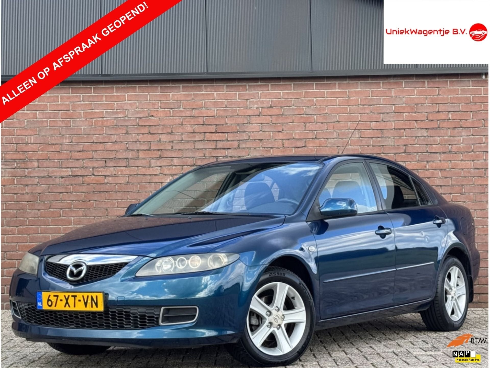 Mazda 6 Sport 1.8I TOURING | NL-AUTO! | CRUISE! | CLIMA!, Auto's, Stof, Gebruikt, Zwart, 4 cilinders