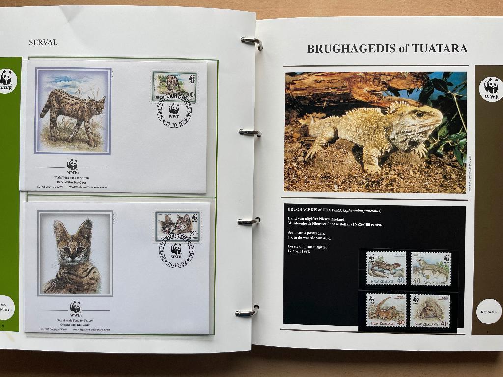 WWF Collectie Dieren Zegels en Enveloppen in speciaal Album, Postzegels en Munten, Ophalen of Verzenden, Postfris, Dier of Natuur