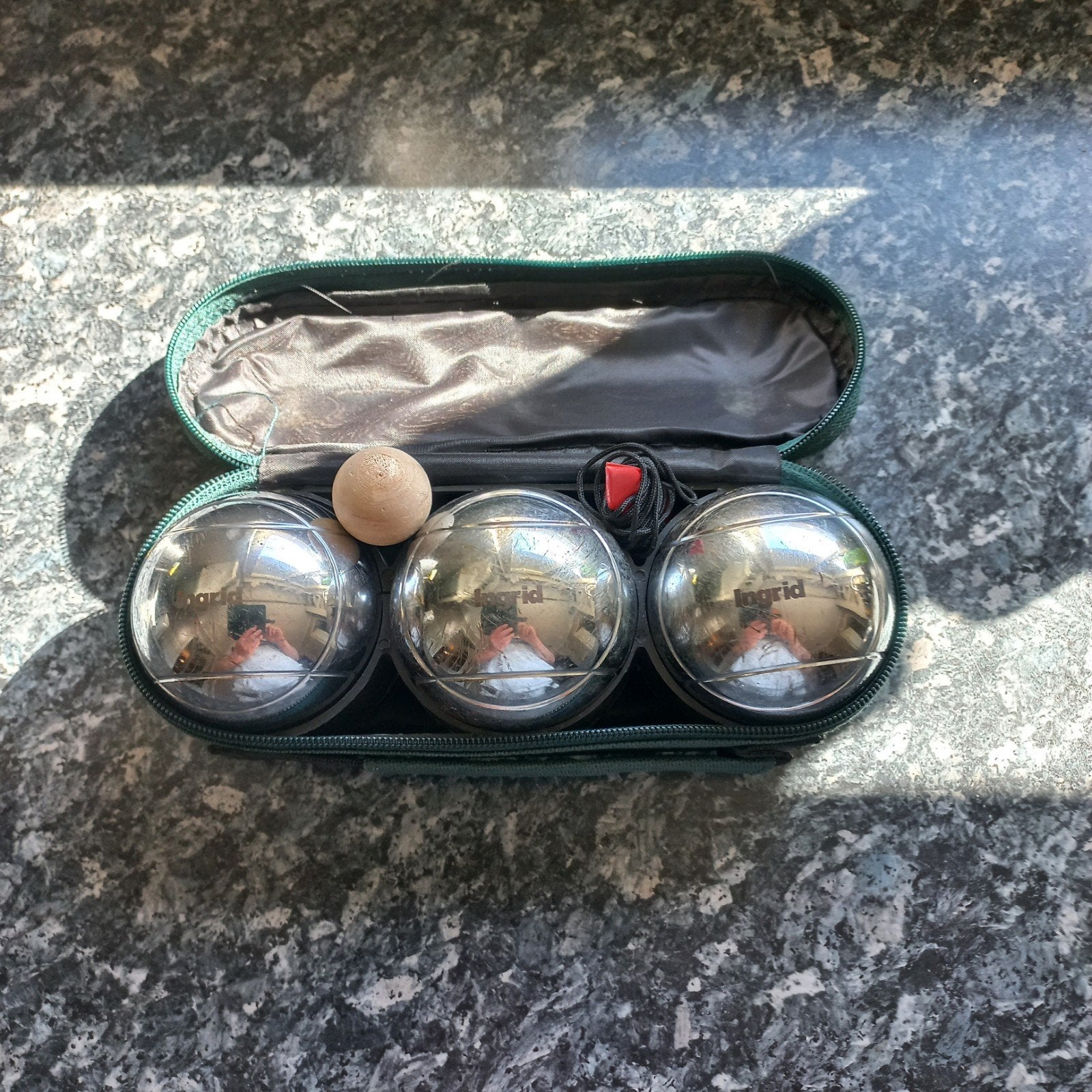 Jeu du Boules set met 3 ballen en draagtas, Ophalen, Zo goed als nieuw