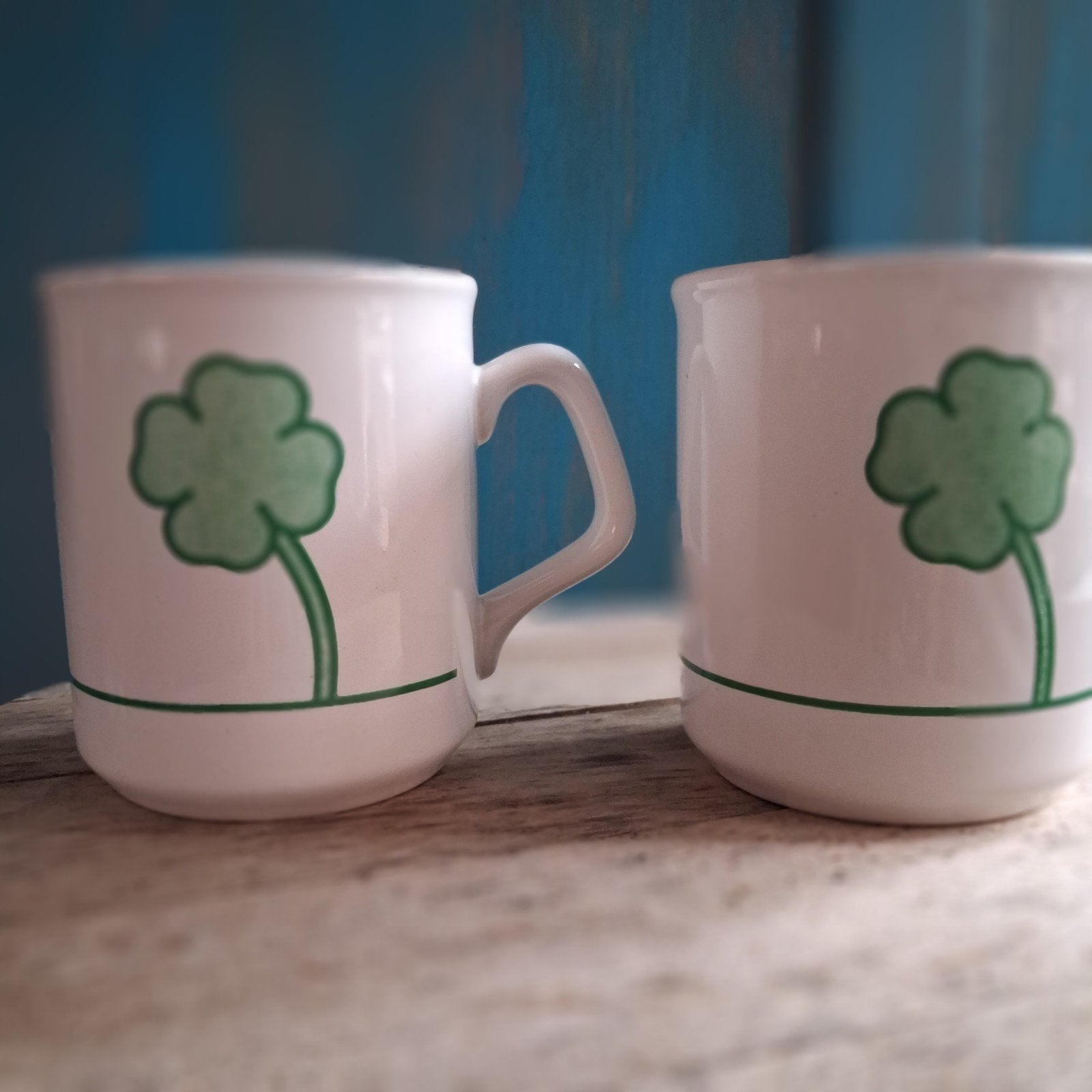 Set 2 Vintage Mokken met Klavertje Vier - Made in England, Verzenden