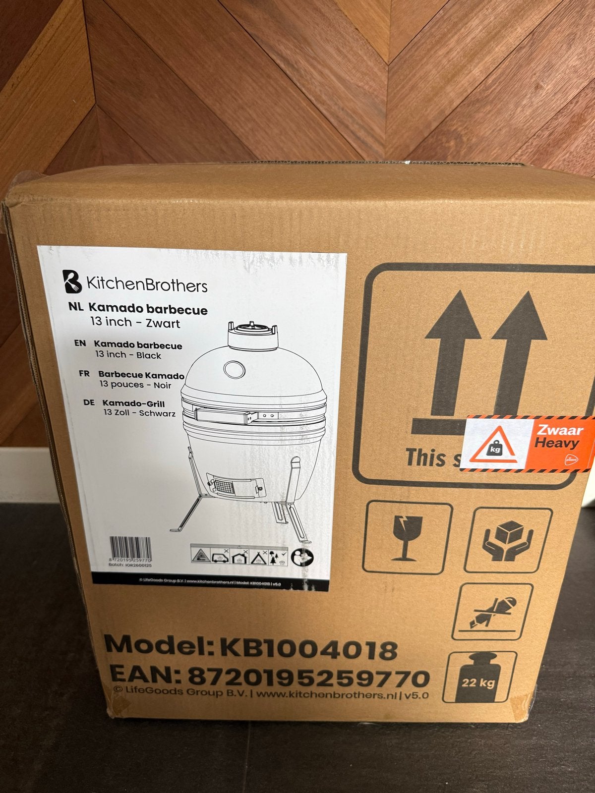 KitchenBrothers Kamado barbecue 13 inch - Zwart, Ophalen, Nieuw
