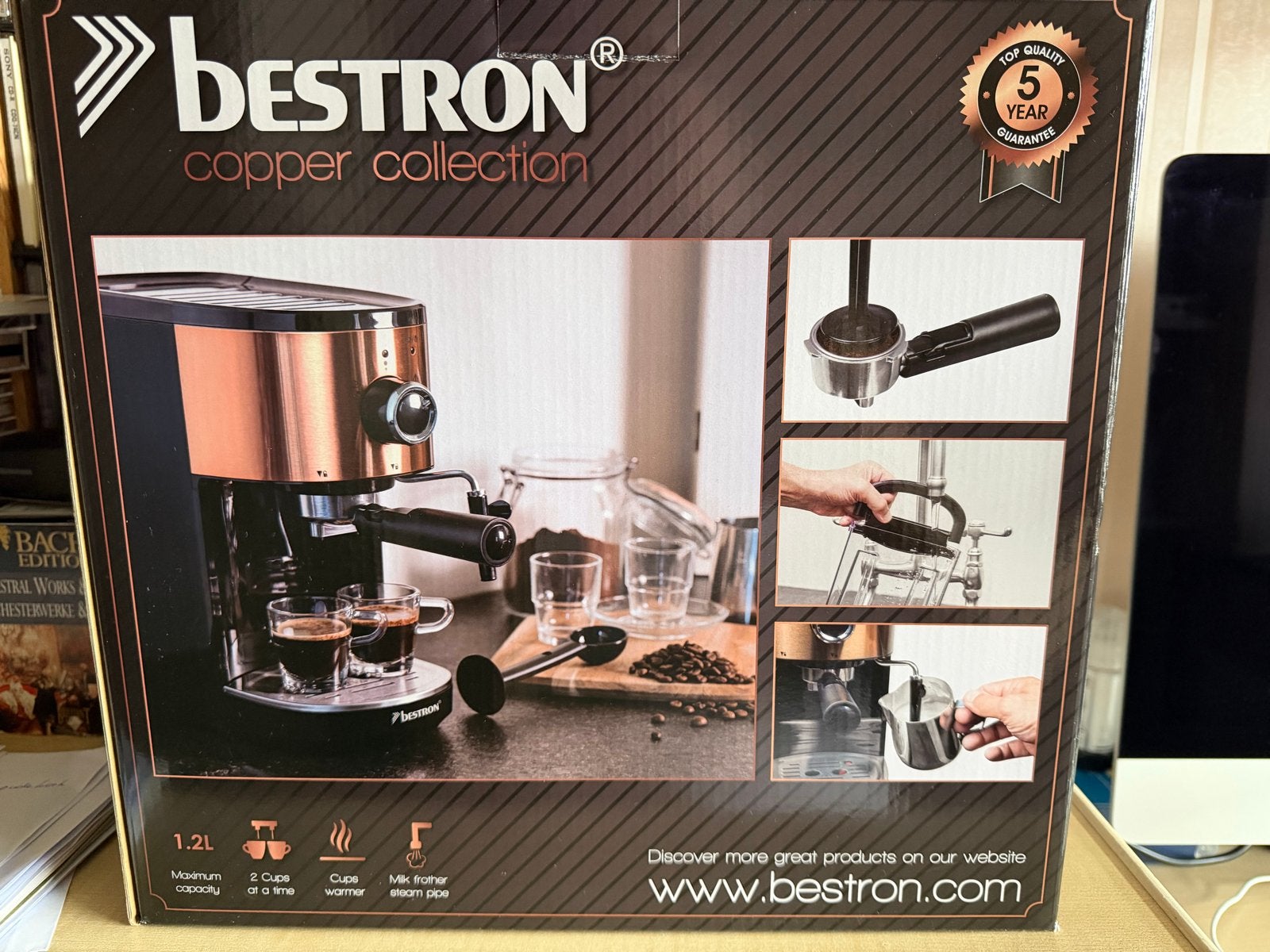 Bestron Koffiezetapparaat AES1000CO - Nieuw in doos, Stoompijpje, Espresso apparaat, Nieuw, Gemalen koffie