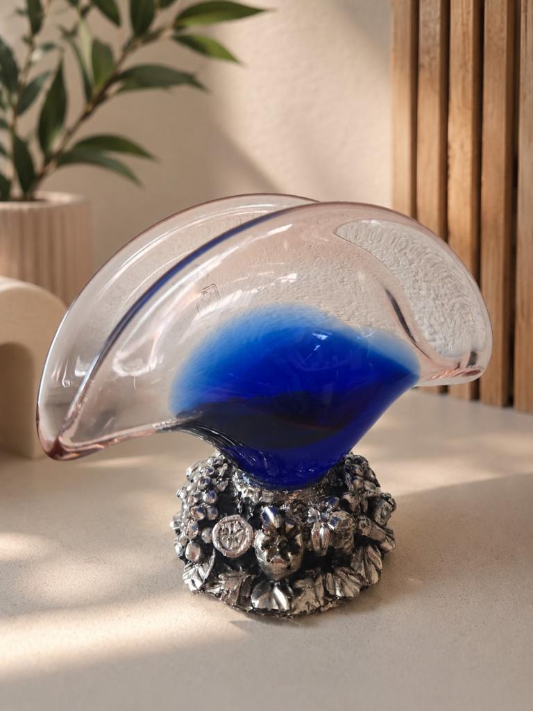 Vintage glazen servethouder Murano 24% pbo, Antiek en Kunst, Antiek | Glas en Kristal, Ophalen of Verzenden