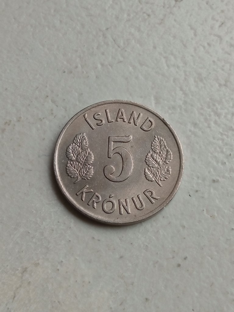 IJsland 5 kronen 1969., Ophalen of Verzenden, Overige landen, Losse munt