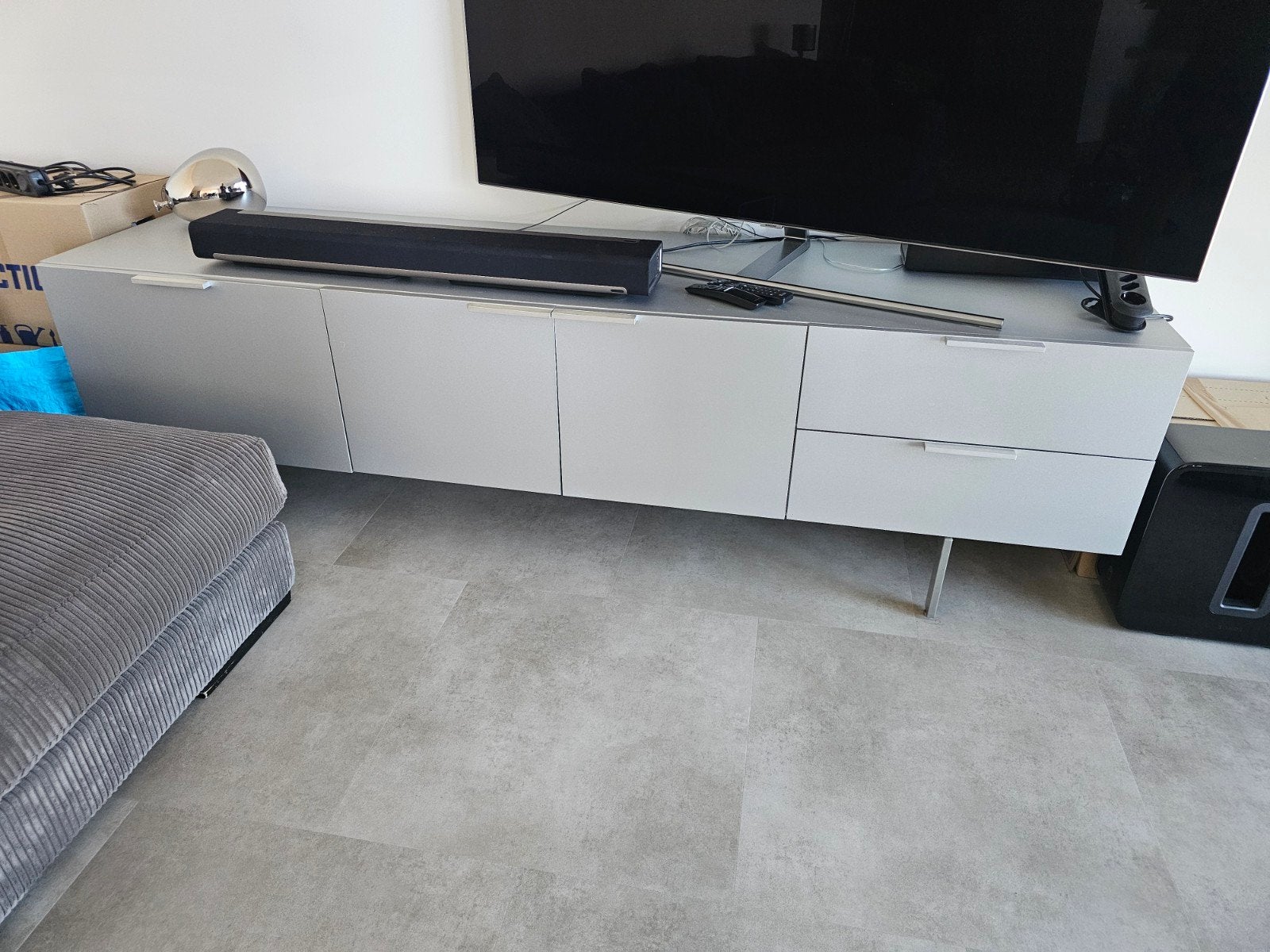 Pastoe dressoir 210x54x60 - kleur grijs - in goede staat, Ophalen, Gebruikt, Overige materialen, 200 cm of meer