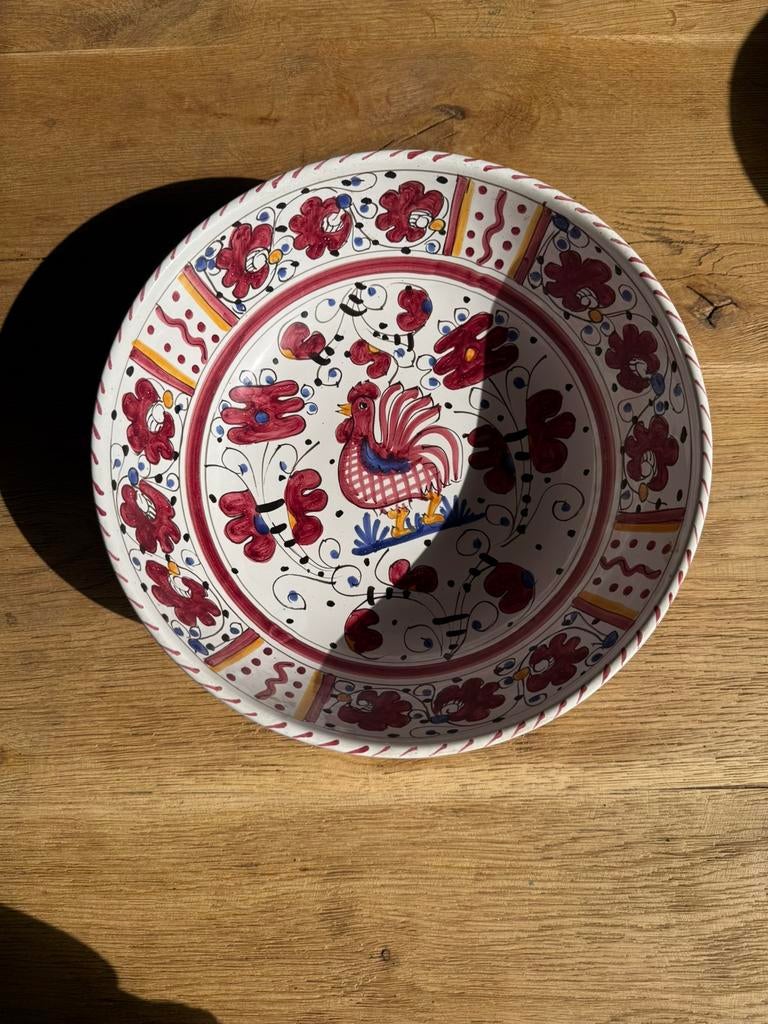 Keramische majolica schaal, Gebruikt, Porselein of Keramiek, Schaal, Rond