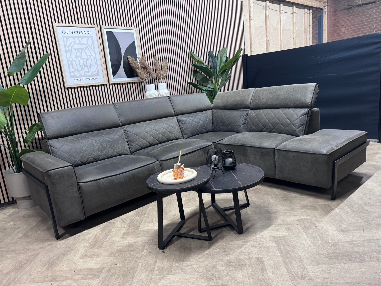 Henders en Hazel Busan Hoekbank - Antraciet - 281 x 230, 250 tot 300 cm, -, -, Hoekbank