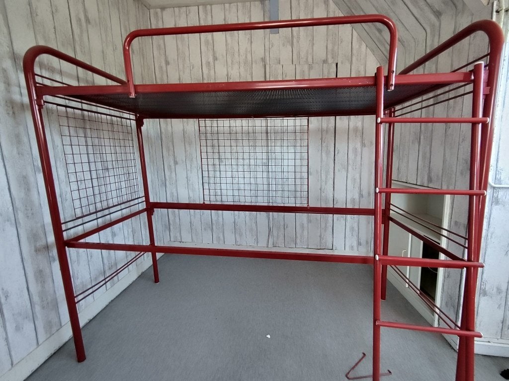 Metalen rode hoogslaper 190x80, Ophalen, Gebruikt, Eenpersoons, 190 cm of minder