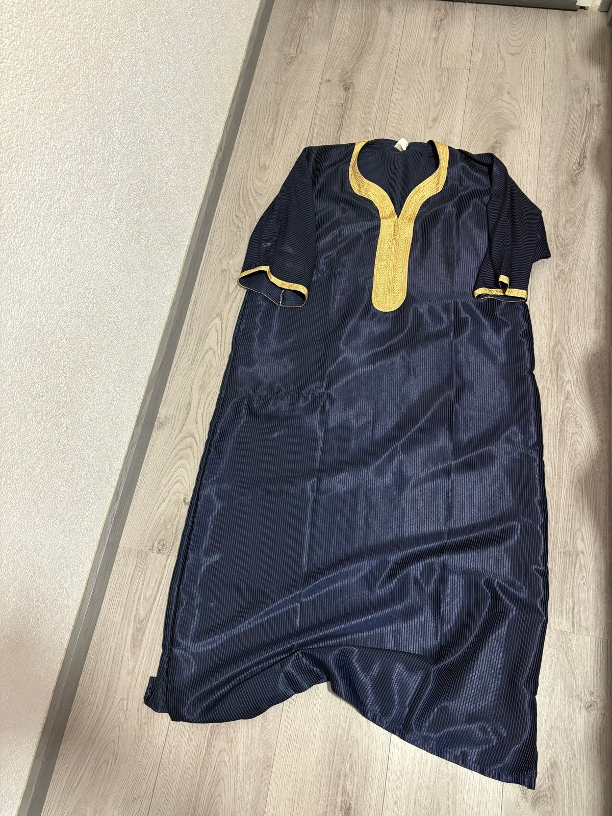 Mannen Djellaba, Maat 5, Donkerblauw met Goud, Ophalen of Verzenden, Gedragen