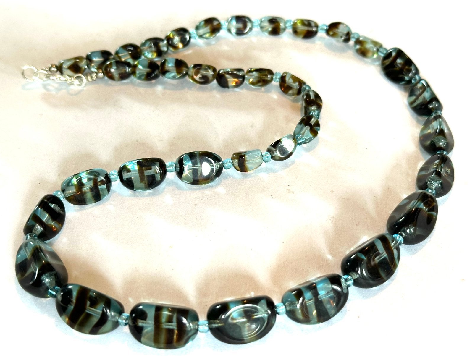 Vintage Tsjechische glas kralen ketting, Verzenden, Zo goed als nieuw, Overige kleuren, Overige materialen