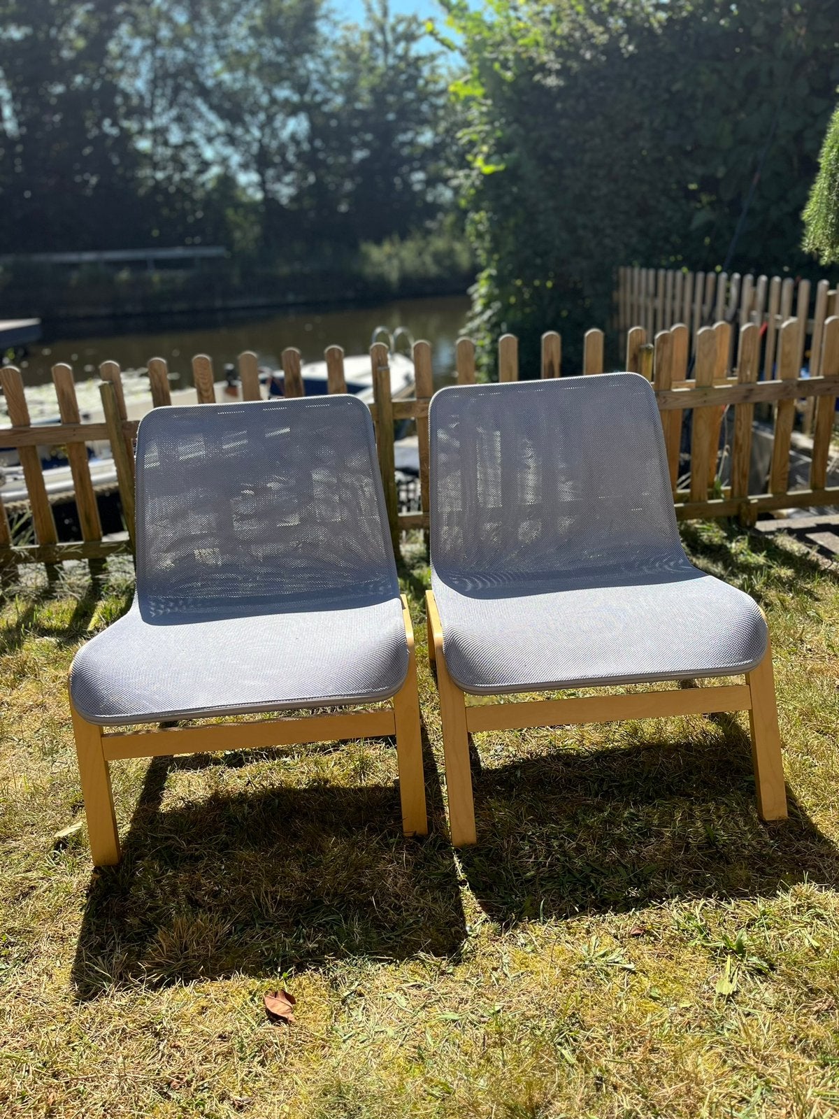 2x Ikea Nolmyra stoel grijs / beukenhout, Ophalen, Gebruikt, Twee, Hout