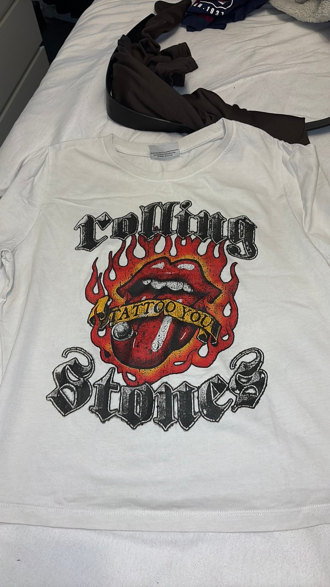 T-shirt, Wit, Korte mouw, Gedragen, Ophalen