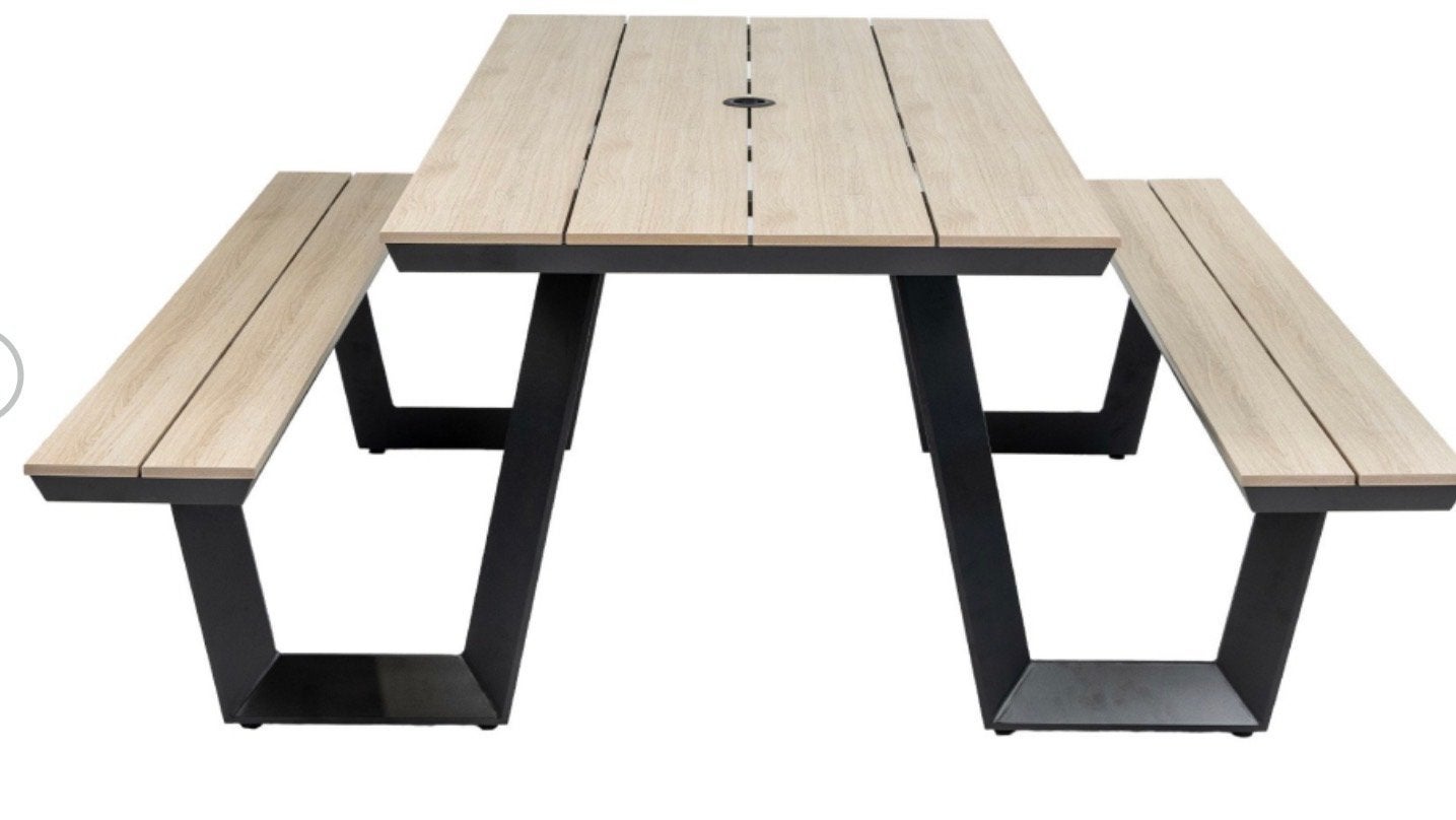 Picknicktafel Coffee Bay | Hout | Aluminium & Polywood, Tuin en Terras, Ophalen, Gebruikt, Rechthoekig, Aluminium