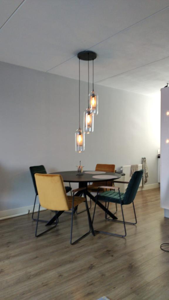Santa Naro - trapse hanglamp met glazen cilinders., Ophalen, Zo goed als nieuw, Minder dan 50 cm