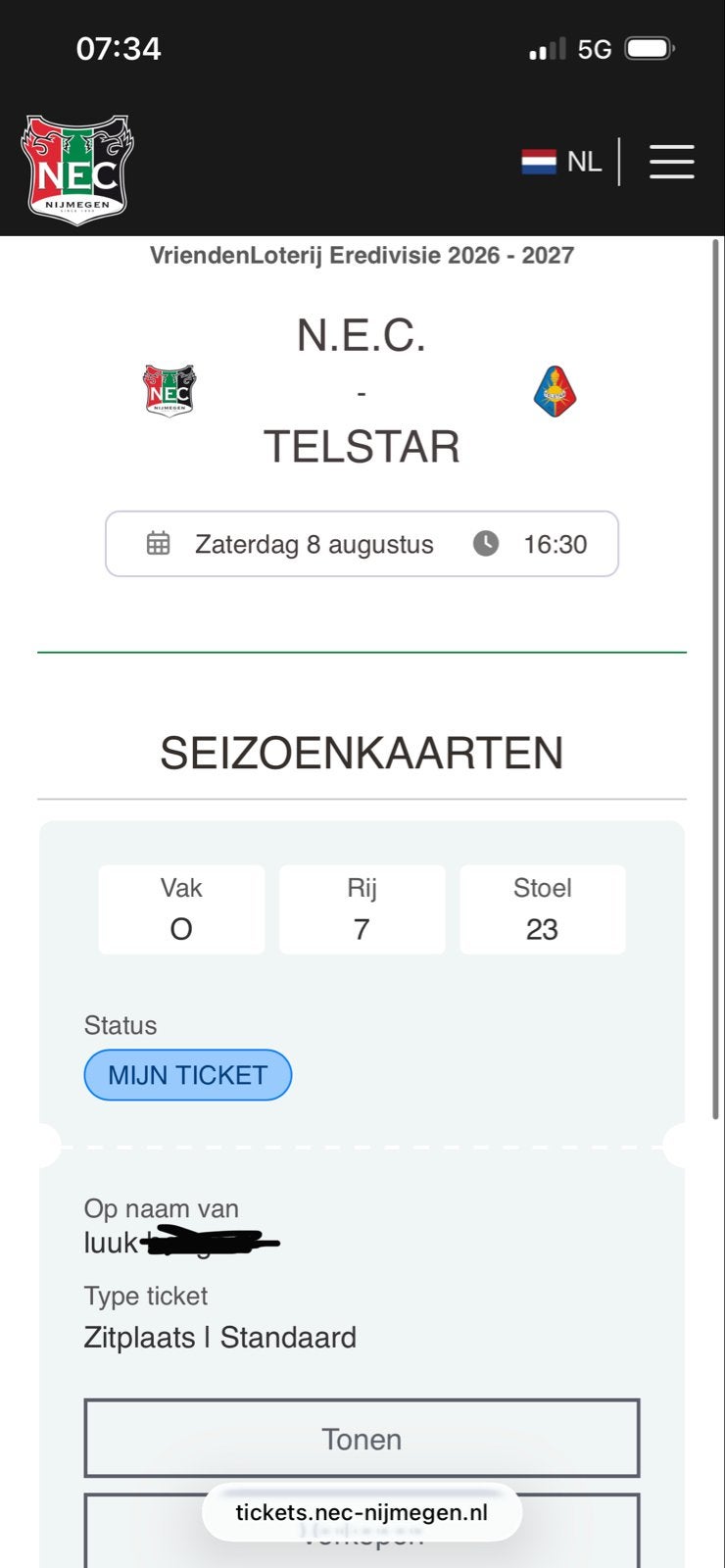 Kaart NEC - telstar