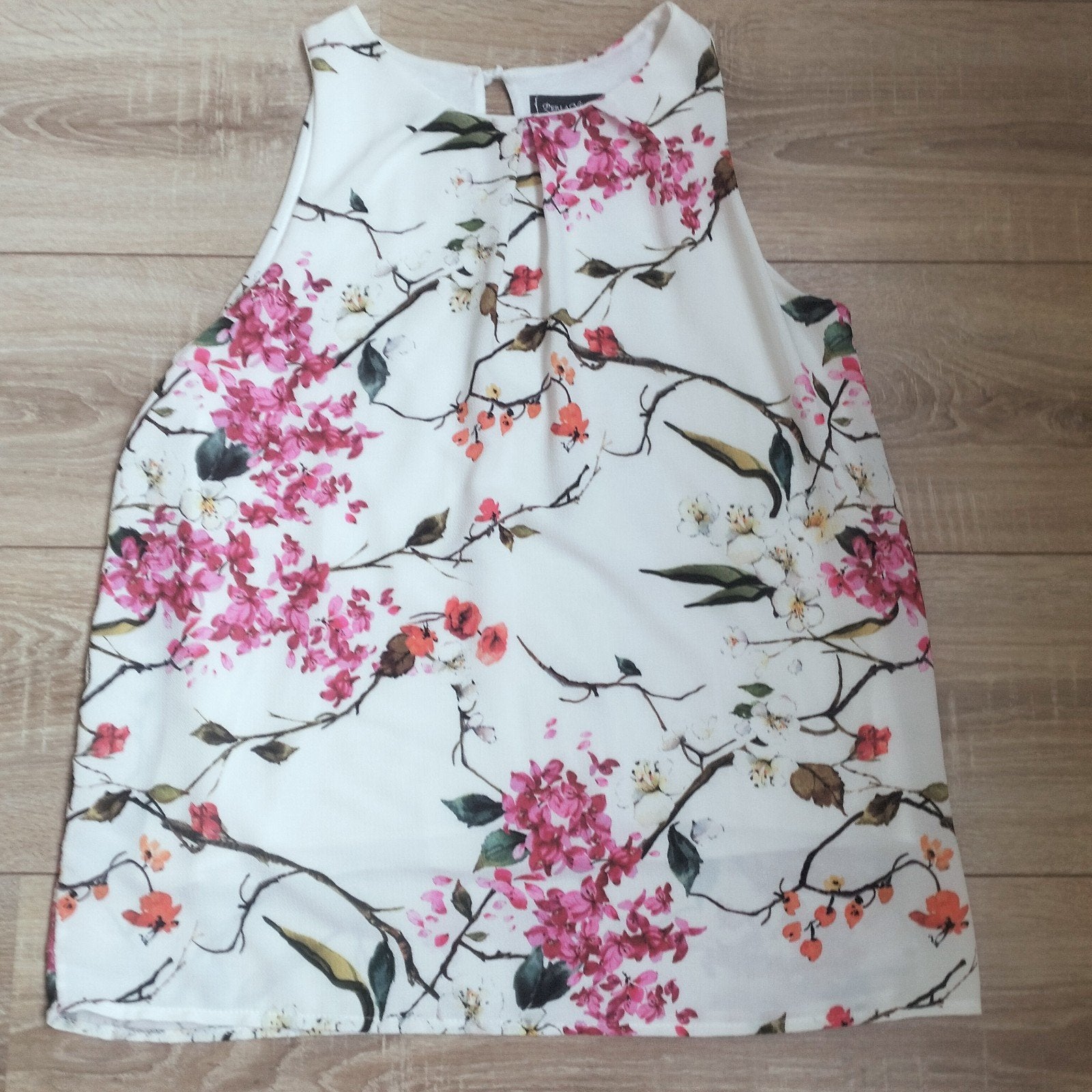PErRLA NERA top mouwloos wit met bloemenprint mt s in nette, Perla Nera, Wit, Ophalen of Verzenden, Zo goed als nieuw