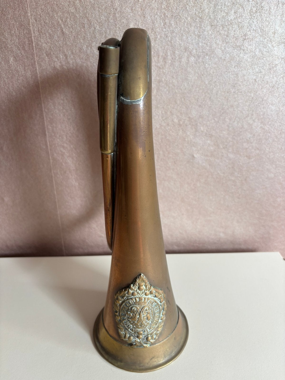 Prachtige antieke koperen militaire signaalhoorn, Ophalen of Verzenden, Koper
